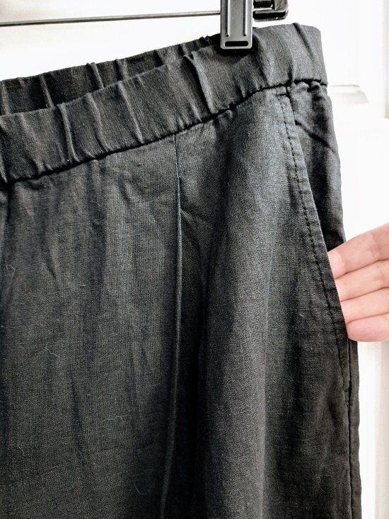 Washed Organic Linen Délavé Wide Trouser Pant Size Large - Picture 5 of 9